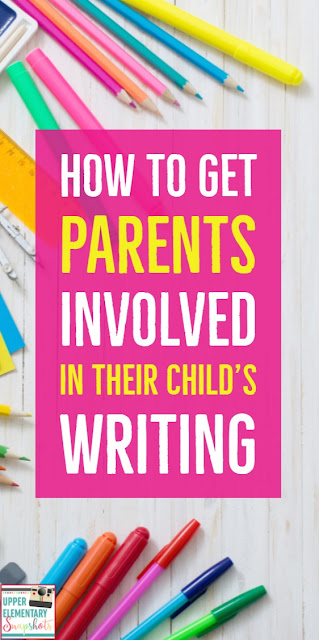 These writing ideas are perfect for keeping parents involved.  Get parents involved in the writing process, writing portfolios, and even writing homework!  (I love this idea for writing homework!)