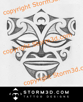 polynesian mask sketch maori style tiki