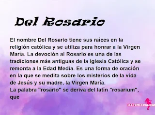 significado del nombre Del Rosario