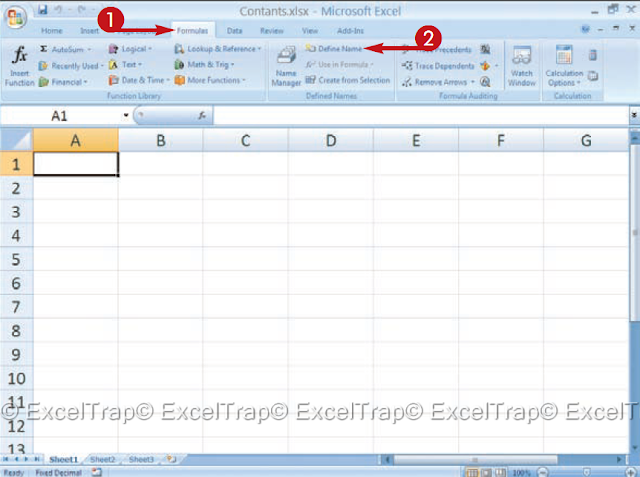 MS Excel : How to Define a CONSTANT