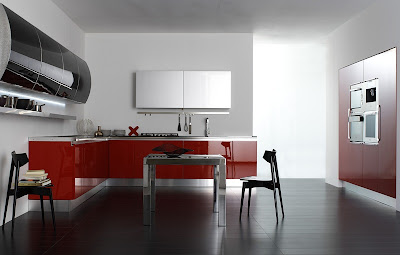 Modern Red Kitchen Cabinets