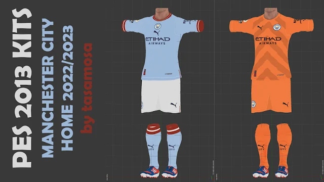 Manchester City 2022-2023 Home Kits For PES 2013