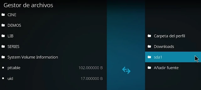 Explorador Archivos en Kodi