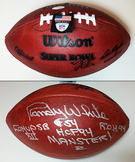 Randy White Signed Autograph Superbowl XII Football with Co-MVP SB XII, HOF 94, ROH 94, and Manster inscriptions
