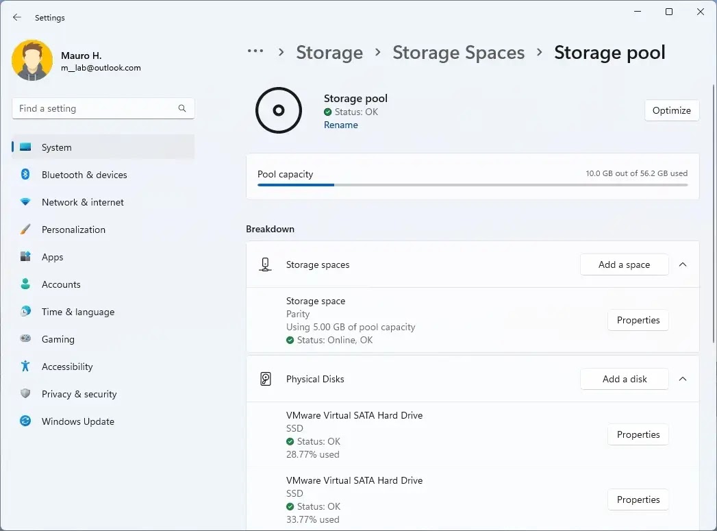 storage spaces new ui settings windows 11