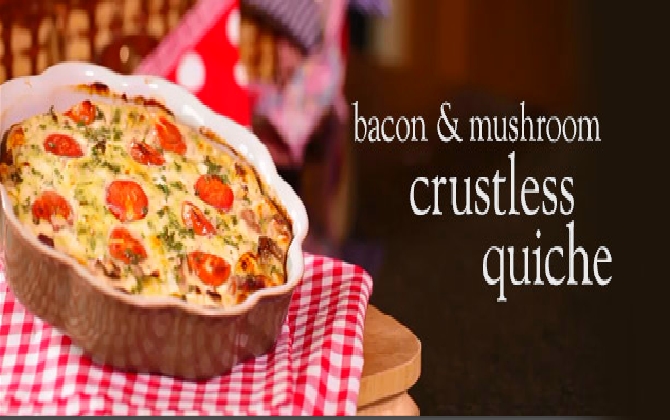 slimming world syn free bacon & mushroom crustless quiche recipe