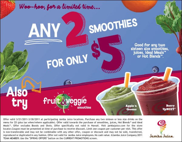 jamba juice coupon. new Jamba Juice coupon!