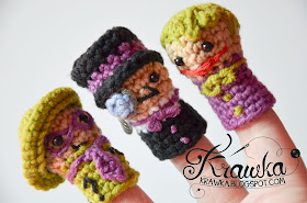 Krawka: Set of crochet finger puppets -  super Villains from Batman: Penguin, Riddler, Joker