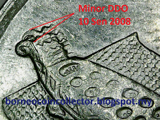 Malaysia Coin Error 10 sen 2008, minor DDO