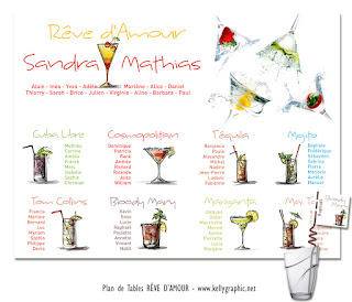 KellyGraphic Plan de Table Mariage Gourmandise - Cocktails