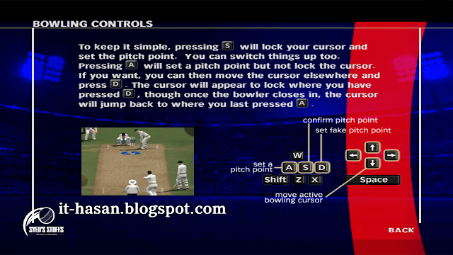 EA Sports Cricket Batting and Bowling Keyboard Controls, EA Sports Cricket 07 Bowling Control, EA Sports Cricket 07 Batting Control, EA Sports Cricket