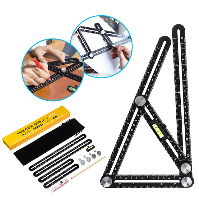 Upgraded Four Side Measuring Tools Kit Multi Angle Ruler Template Tool Angle Finder Protractor 