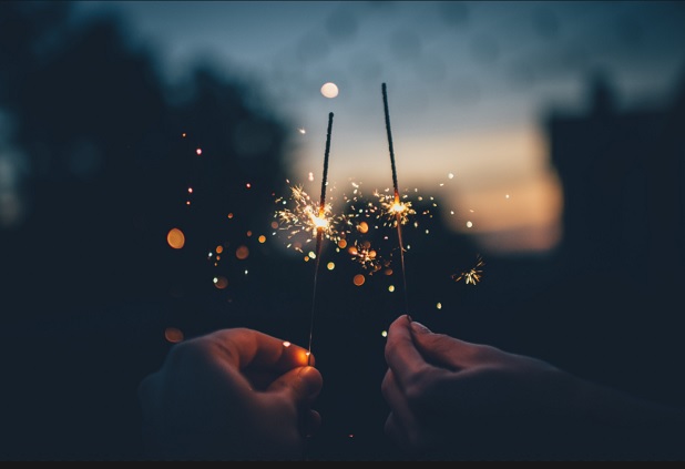 Burning fireworks to symbolize new year