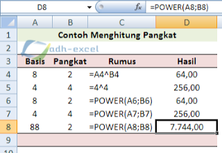 menghitung akar kuadrat bilangan dalam excel