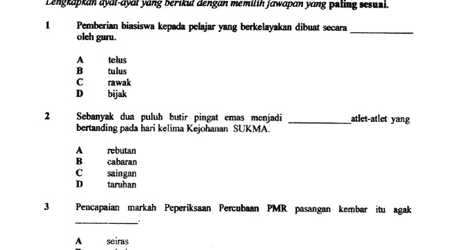 Bahasa Melayu Tingkatan 2 Set 4