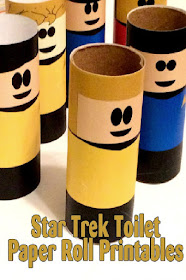 Boldly Go where no one has gone before with these fun printable toilet paper roll characters.  This set features your favorite Star Trek bridge crew so you'll be exploring the universe in no time at all. #startrek #toiletpapercraft #diypartymomblog