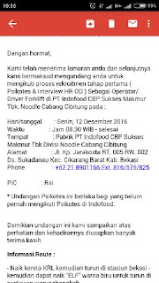 PT Indofood CBP Sukses Makmur Tbk Divisi Noodle Cabang Cibitung - Random Email