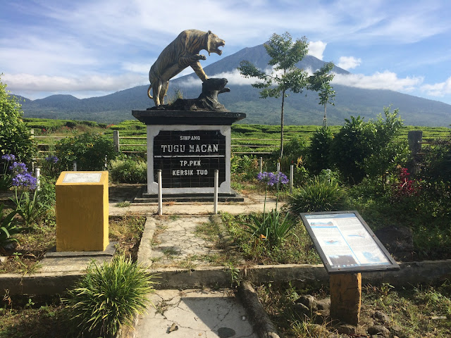 tiger statue at kerinci volcano