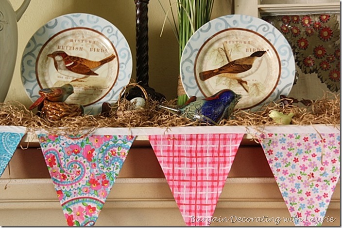 Spring Mantel Decor-Bargain Decorating with Laurie
