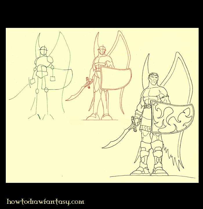 HOW TO DRAW AN ANGEL WARRIOR Step by step angelic races of fantasy drawing 