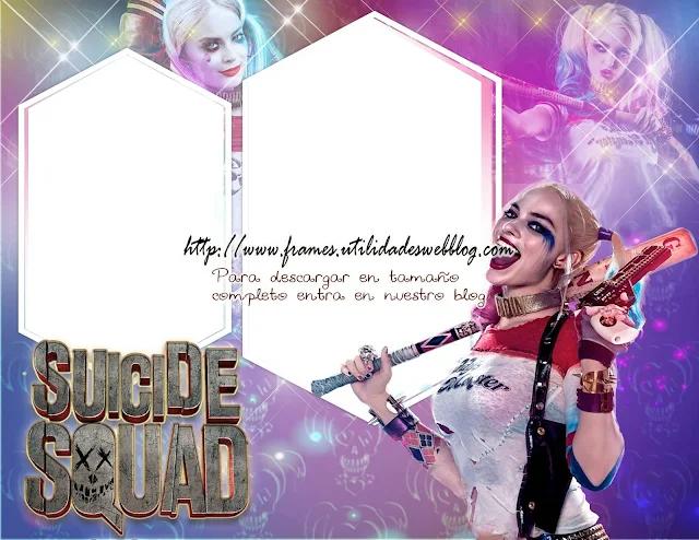 marco para 2 fotos harley quinn y suicide squad