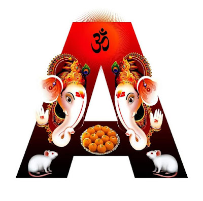 English Alphabets with Lord Ganesha Image