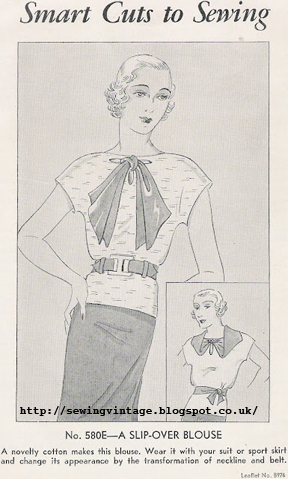 a 1930's Sewing pattern for a women's Nifty Blouse