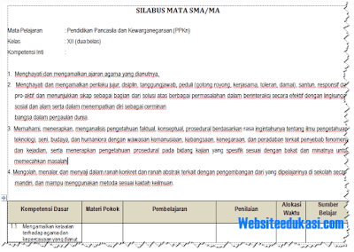 Silabus PKn Kelas 12 SMA Kurikulum 2013 Revisi 2018 - Websiteedukasi.com