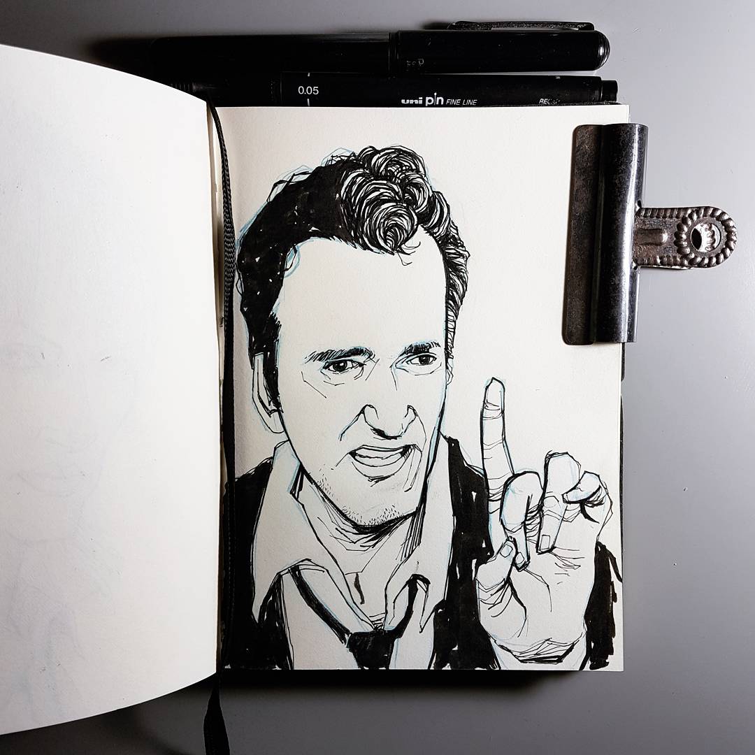 illustration sketchbook doodle Quentin Tarantino director portrait