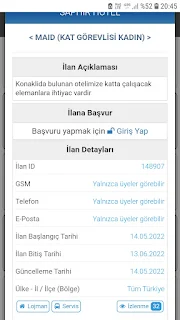 Konaklida bulunan otelimize katta çalışacak elemanlara ihtiyac vardir