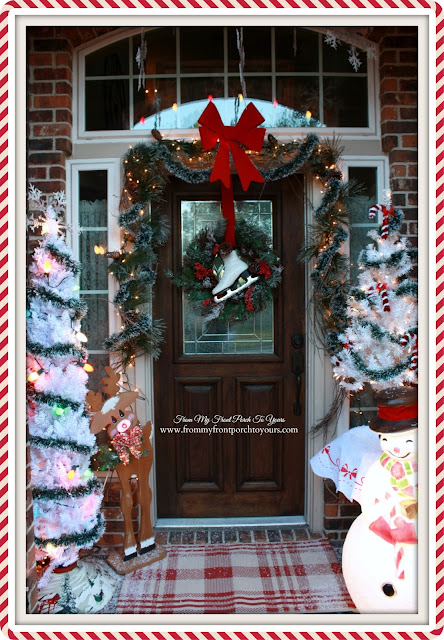 Vintage Inspired-Ice Skate Wreath-Big Red Bow-Christmas Front Porch-From My Front Porch To Yours