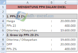 Rumus PPh 23 Dalam Excel