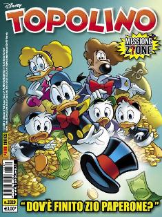 Topolino 3319 - 3 Luglio 2019 | ISSN 1120-611X | CBR 215 dpi | Settimanale | Fumetti Classici | Universo Disney
Numero volumi : IN CORSO
Topolino apparve in Italia il 30 marzo 1930, quando sul n.13 del settimanale torinese Illustrazione del Popolo, diretto da Lorenzo Gigli, fu pubblicata la prima striscia disegnata da Ub Iwerks e intitolata Le avventure di Topolino nella giungla. Due anni dopo si ha il primo libro illustrato italiano con le sue immagini: Sua Altezza Reale il Principe Codarello e, poco più tardi, il 31 dicembre 1932, esce il primo numero di Topolino in formato giornale, edito da Nerbini.
Sulla falsariga del celebre Corriere dei Piccoli, anche Topolino si presentava ai lettori con periodicità settimanale e si apriva con una breve storia in cui le didascalie sono scritte in rima e realizzata da Giove Toppi, che divenne quindi il primo autore Disney italiano. Sul settimanale della Nerbini, comunque, trovano spazio soprattutto le strisce e le tavole realizzate da Floyd Gottfredson. In queste storie vengono anche introdotte delle didascalie in rima, scritte dal primo direttore della rivista, Paolo Lorenzini (detto Collodi Nipote in quanto nipote di Carlo Collodi), e viene anche assegnato il nome definitivo alla spalla di Topolino, ovvero quel Pippo un po' lunatico e un po' svampito che sui libri della Salani veniva ancora chiamato Medoro.
Nerbini non si era assicurato correttamente i diritti di pubblicazione: quando aveva varato la sua rivista, infatti, si era rivolto al Consorzio Cinematografico E.I.A., il distributore dei cortometraggi di Topolino, quando in realtà i diritti per le riviste erano stati dati in mano al giornalista Guglielmo Emanuel dallo stesso Disney. Per cui, per un paio di numeri, la testata passò da Topolino a Topo Lino, per poi riprendere la nota testata con il n.7. Il Topolino Giornale era formato da otto pagine e non conteneva solo storie a fumetti Disney ma anche storie non-Disney che anzi erano di solito la maggioranza delle storie presenti in un numero.
Il numero 137 del Topolino Giornale, dell'11 agosto 1935, segna il passaggio di consegne da Nerbini alla Mondadori. Il fascismo, tuttavia, causò dei problemi al giornale. Dal 1938, il Min.Cul.Pop. (Ministero della Cultura Popolare) impone alla stampa di non editare più i protagonisti del fumetto popolare americano. Il solo Topolino è risparmiato, e così il suo logo e il suo personaggio possono continuare ad esistere nelle edicole italiane, ma in piena seconda guerra mondiale, a partire dal n.476 del 27 gennaio 1942, anche il settimanale è costretto a cedere alle restrizioni. Lo sostituisce Tuffolino, un ragazzetto dalle medesime caratteristiche fisiche, disegnato dal grande illustratore Pierlorenzo De Vita. Con la fine del fascismo, le avventure di Topolino poterono di nuovo essere pubblicate.
Alla fine degli anni quaranta, però, i giornali a fumetti che pubblicavano storie a puntate di non più di due tavole ad episodio erano irrimediabilmente in crisi, e così lo stesso Topolino, le cui vendite erano di gran lunga calate rispetto al periodo d'oro. Mondadori, però, non poteva rinunciare alla rivista da edicola per non perdere i ricchi diritti delle pubblicazioni da libreria, così decise un doloroso ma necessario cambio di formato e periodicità. Nel 1949 nasce così il periodico a fumetti Topolino formato libretto, all'inizio con cadenza mensile, quindi quindicinale e, infine, settimanale, fino a giungere a oggi al suo sessantesimo anniversario e con oltre 3000 numeri usciti, ricchi di storie tra le più famose, con autori da Carl Barks a Romano Scarpa, da Floyd Gottfredson a Giovan Battista Carpi e così via.