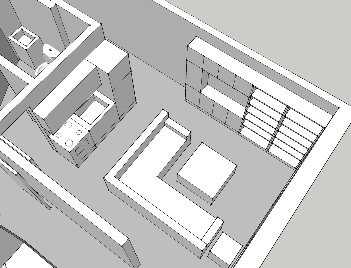 Here's an overall layout. See that angled wall? This makes the bedroom  title=