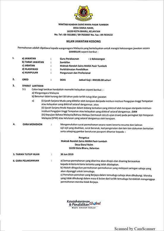 Maktab Rendah Sains Mara Mrsm Jawatan Kosong Guru Mrsm Jobcari Com Jawatan Kosong Terkini