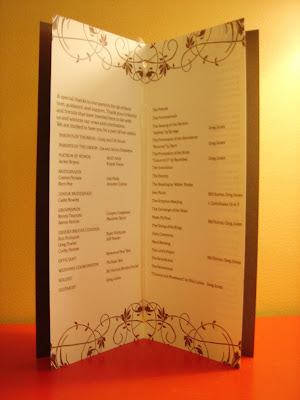 Cara Kelly's Wedding Program Thank yous were also designed to go along