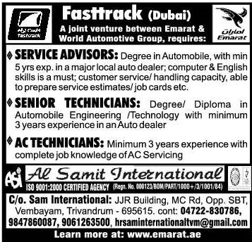 Fasttrack Dubai job vacancies