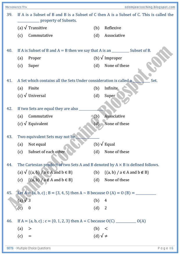 sets-mcqs-mathematics-11th