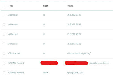 Screenshot of DNS records