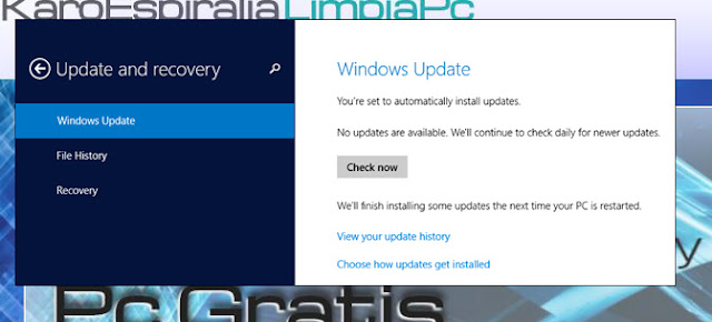 Windows Update en Ajustes de PC