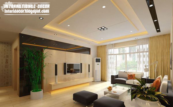 unique wall decor ideas Living Room False Ceiling Designs | 600 x 373