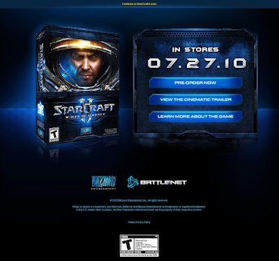 StarCraft II release splash page