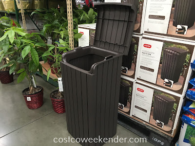 Conceal unsightly trash with the Keter Copenhagen Wood Look Waste Bin