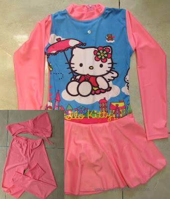 Baju Renang Anak Muslim Karakter Hello Kitty pink