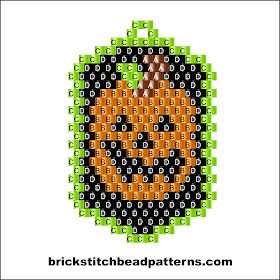 Click for a larger image of the Pumpkin Dog Tag Halloween bead pattern labeled color chart.