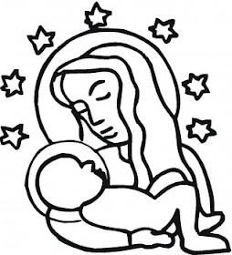 Baby Jesus and Mary Coloring Page