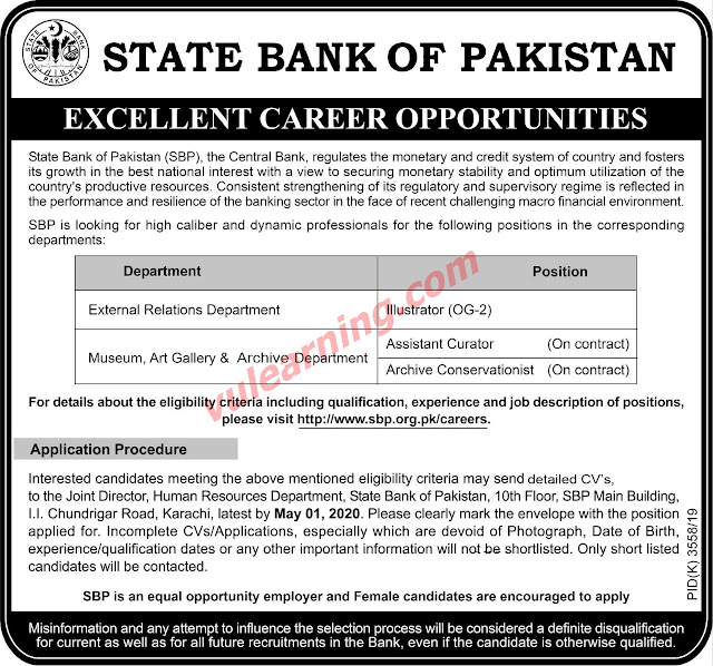 SBP Jobs 2020 State Bank of Pakistan Jobs April 2020