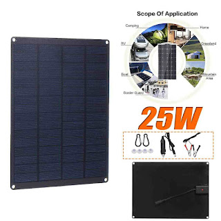 Solar Cell Charger 12V 25W Output Untuk Mobil Handphone Baterai Keperluan Outdoor