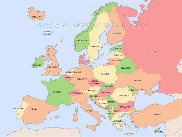 Western Europe Map Printable 
