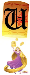 Abecedario de Rapunzel con Lámparas. Rapunzel with Flying Lanterns Alphabet.
